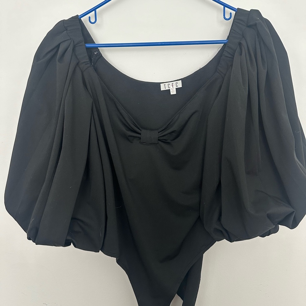 TCEC Black Puff Sleeve Bodysuit
